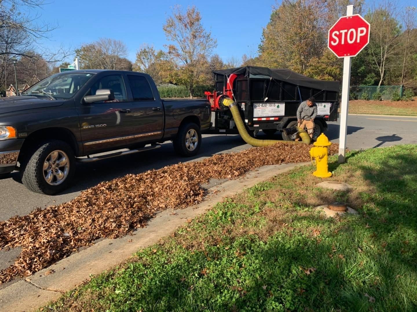 Curbside leaf pickup with the vacuum trailer