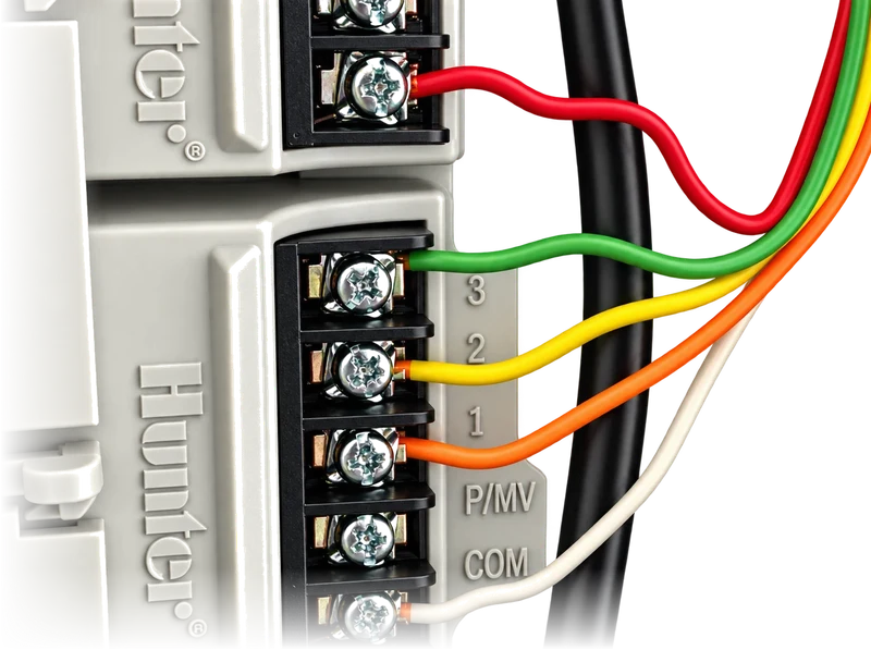 Zone wires seated in a sprinkler controller terminal