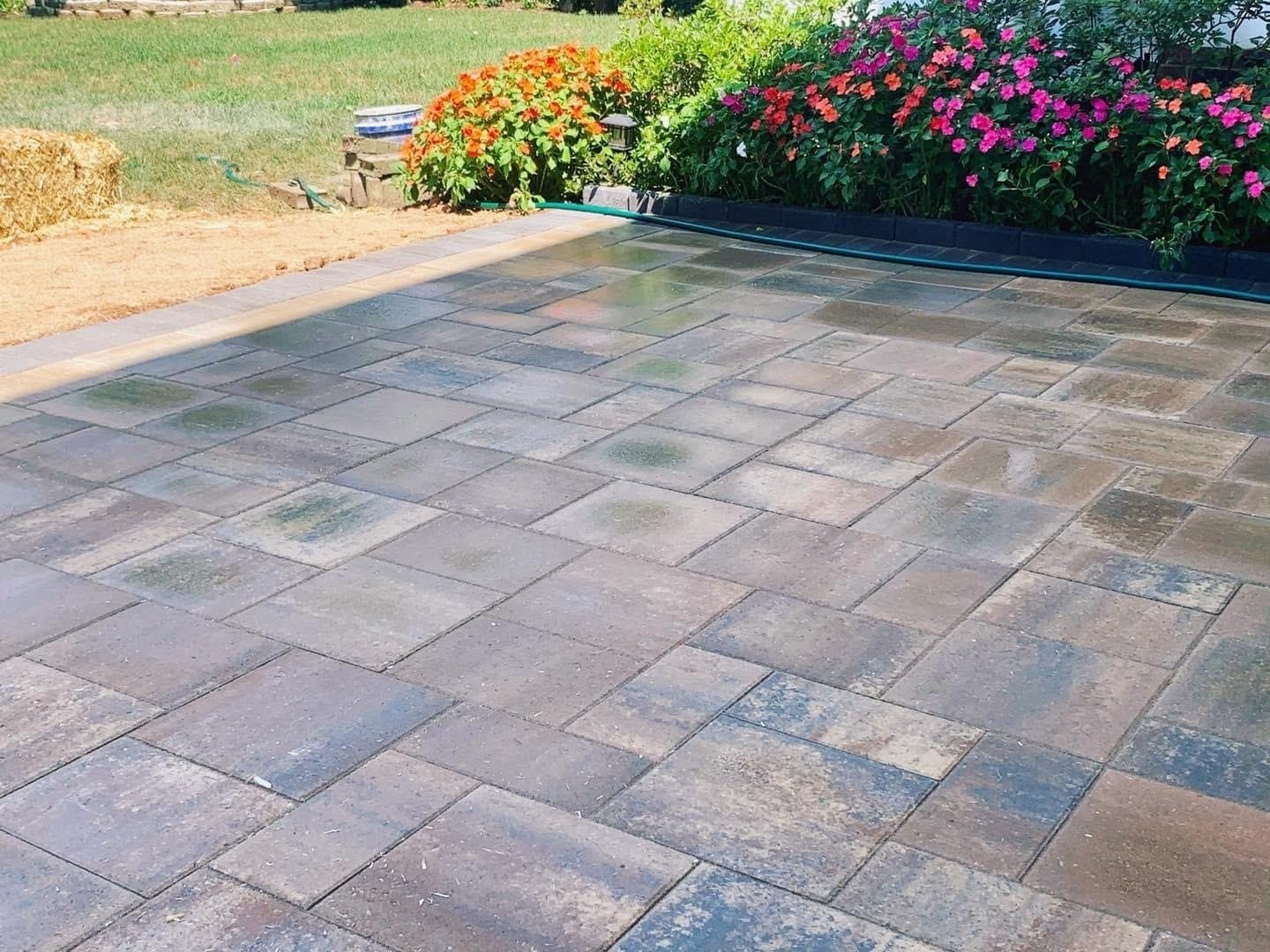 Large paver patio with clean joint lines
